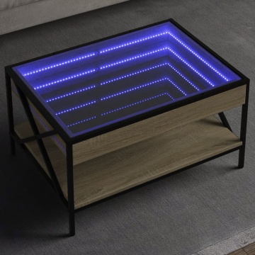 Măsuță de cafea cu LED infinity, stejar sonoma, 70x50x38 cm - Img 1