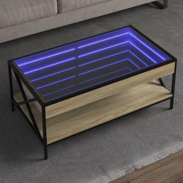 Măsuță de cafea cu LED infinity, stejar sonoma, 90x50x38 cm - Img 1