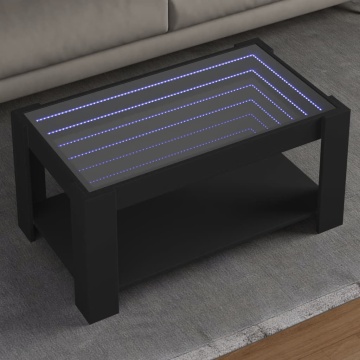Măsuță de cafea cu LED, negru, 93x53x45 cm, lemn prelucrat - Img 1