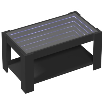 Măsuță de cafea cu LED, negru, 93x53x45 cm, lemn prelucrat - Img 3