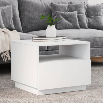 Măsuță de cafea cu lumini LED, alb, 50x49x40 cm - Img 1
