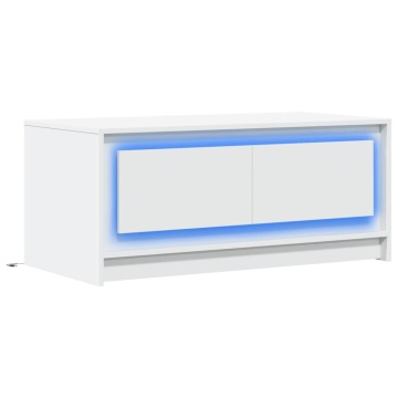 Măsuță de cafea cu lumini LED, alb, lemn prelucrat - Img 3