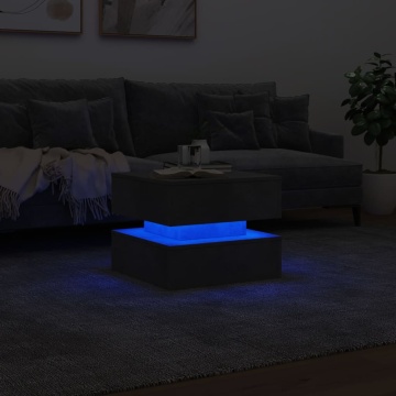 Măsuță de cafea cu lumini LED, gri beton, 50x50x40 cm - Img 8