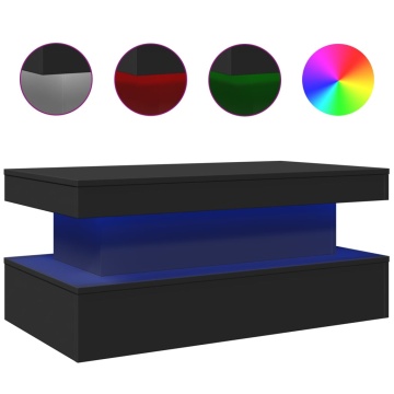 Măsuță de cafea cu lumini LED, negru, 90x50x40 cm - Img 2
