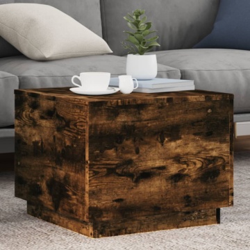 Măsuță de cafea cu lumini LED, stejar fumuriu, 50x50x40 cm - Img 1