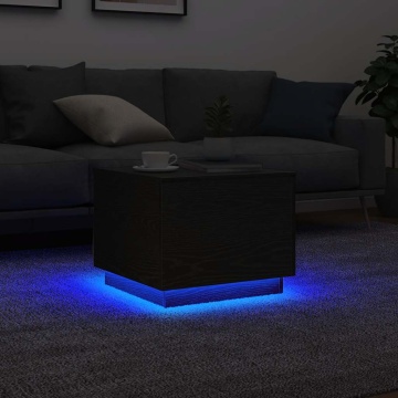 Masuta de cafea cu lumini LED Stejar negru 50x50x40 cm - Img 1