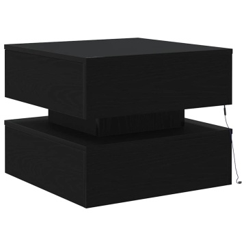 Masuta de cafea cu lumini LED Stejar negru 50x50x40 cm - Img 7