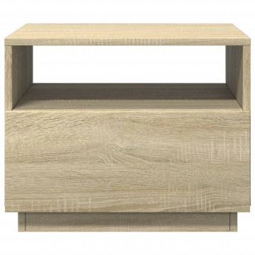 Măsuță de cafea cu lumini LED, stejar sonoma, 50x49x40 cm - Img 6