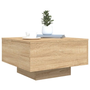 Măsuță de cafea cu lumini LED, stejar sonoma, 55x55x31 cm - Img 5