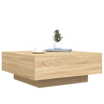 Măsuță de cafea cu lumini LED, stejar sonoma, 80x80x31 cm - Img 5