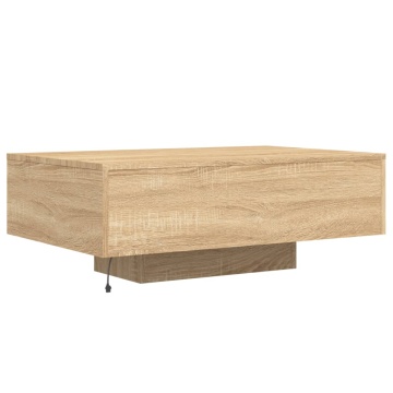 Măsuță de cafea cu lumini LED, stejar sonoma, 85x55x31 cm - Img 7