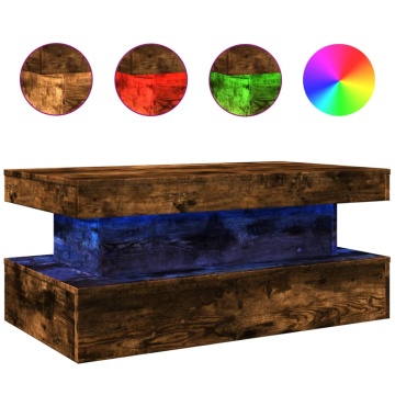 Măsuță de cafea cu lumini LED, stejar sonoma, 90x50x40 cm - Img 2