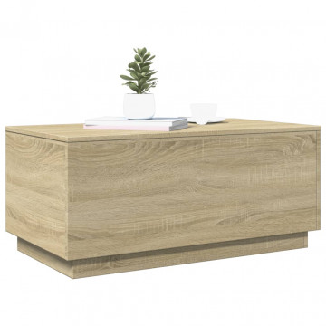 Măsuță de cafea cu lumini LED, stejar sonoma, 90x50x40 cm - Img 5