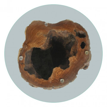 Măsuță de cafea, lemn de tec și sticlă, 50 x 40 cm - Img 4