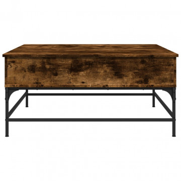 Măsuță de cafea stejar fumuriu 95x95x45 cm lemn prelucrat/metal - Img 5