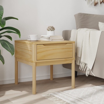 Măsuță de veioză FLORO maro ceară 55x55x54 cm lemn masiv pin - Img 3