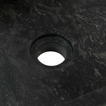 Măsuță toaletă, lemn masiv de tec, cu chiuvetă marmură, negru - Img 7