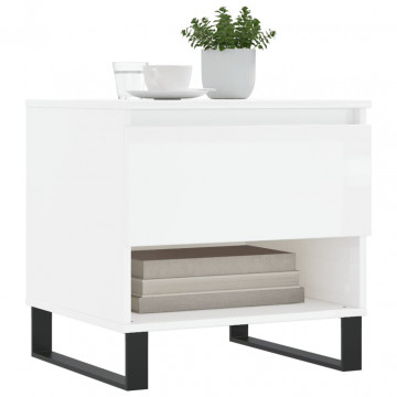 Mese de cafea 2 buc. alb extralucios 50x46x50 cm lemn compozit - Img 3