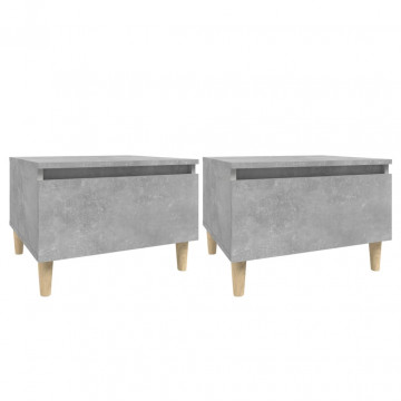 Mese laterale, 2 buc., gri beton, 50x46x35 cm, lemn compozit - Img 2