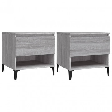 Mese laterale, 2 buc., gri sonoma, 50x46x50 cm, lemn compozit - Img 2