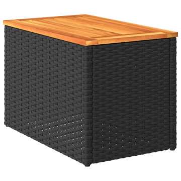 Mese laterale de grădină 2 buc. negru 55x34x37cm lemn/poliratan - Img 7