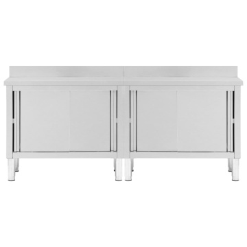 Mese lucru uși glisante 2 buc. 200x50x(95-97)cm oțel inoxidabil - Img 4