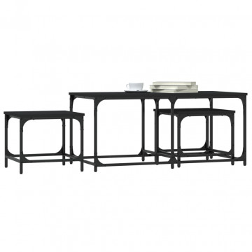 Mese suprapuse de cafea, 3 buc, negru, lemn prelucrat - Img 3