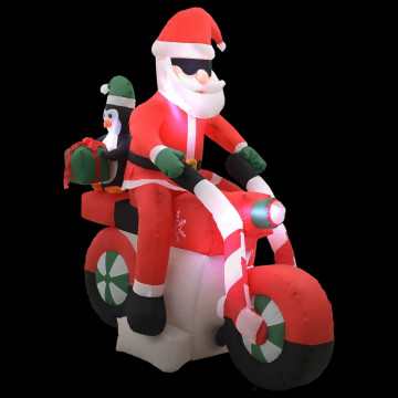 Moș Crăciun pe motocicletă gonflabil, LED, IP44, 160 cm - Img 3