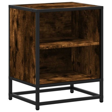 Noptiera 2 buc stejar afumat 40x31x50cm lemn prelucrat si metal - Img 5
