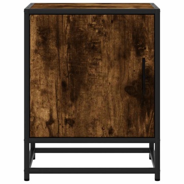 Noptiera 2 buc stejar afumat 40x31x50cm lemn prelucrat si metal - Img 8