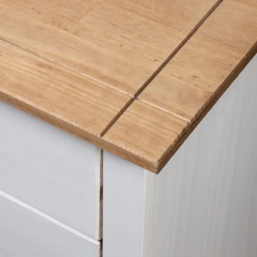 Noptieră, alb, 46 x 40 x 57 cm, lemn de pin, gama Panama - Img 6