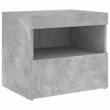 Noptieră cu lumini LED, gri beton, 50x40x45 cm - Img 5