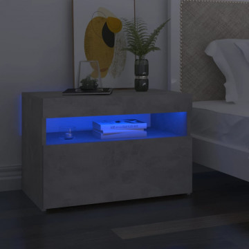 Noptieră cu lumini LED, gri beton, 60x35x40 cm - Img 1