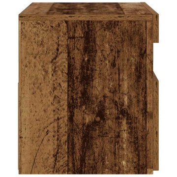 Noptiera cu lumini LED Lemn vechi 60x35x40 cm Lemn prelucrat - Img 7