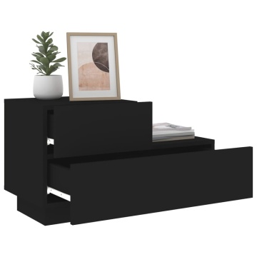 Noptieră cu lumini LED, negru, 70x36x40,5 cm - Img 4