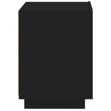 Noptieră cu lumini LED, negru, lemn prelucrat - Img 7