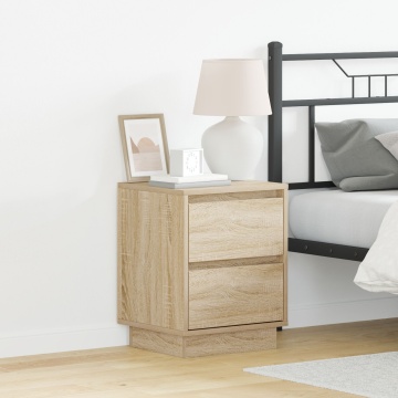 Noptieră cu lumini LED Stejar Sonoma 39x34.5x50 cm - Img 1