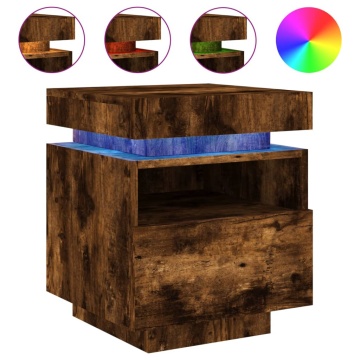 Noptieră cu lumini LED, stejar sonoma, 40x39x48,5 cm - Img 2