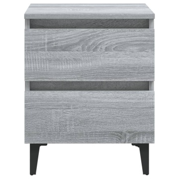Noptieră cu picioare din metal, gri sonoma, 40x35x50 cm - Img 3