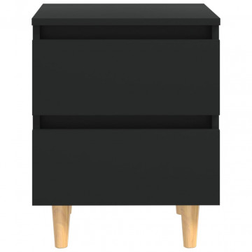 Noptieră cu picioare lemn masiv pin, negru, 40x35x50 cm - Img 4