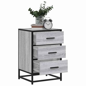 Noptiera gri Sonoma 40x34,5x60 cm lemn prelucrat si metal - Img 4