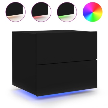 Noptieră montată pe perete cu lumini LED, negru - Img 2