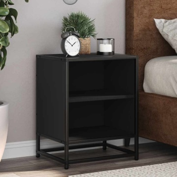 Noptiera neagra 40x31x50 cm lemn prelucrat si metal - Img 3