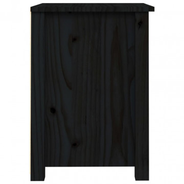 Noptieră, negru, 40x35x49 cm, lemn masiv de pin - Img 6