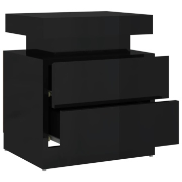 Noptieră, negru extralucios, 45x35x52 cm, lemn prelucrat - Img 5