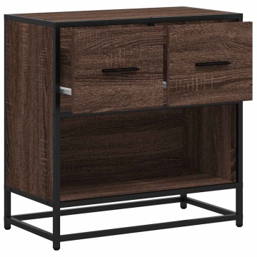 Noptiera stejar maro 60x31x60 cm lemn prelucrat si metal - Img 7