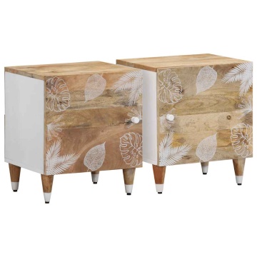 Noptiere, 2 buc., 40x33,5x46 cm, lemn masiv de acacia - Img 1
