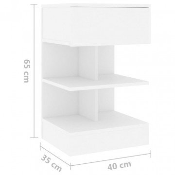 Noptiere, 2 buc., alb, 40x35x65 cm, PAL - Img 5