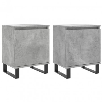 Noptiere, 2 buc., gri beton, 40x30x50 cm, lemn compozit - Img 2