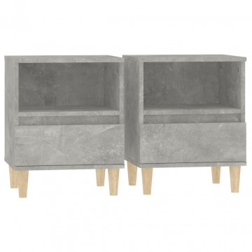 Noptiere, 2 buc., gri beton, 40x35x50 cm - Img 2